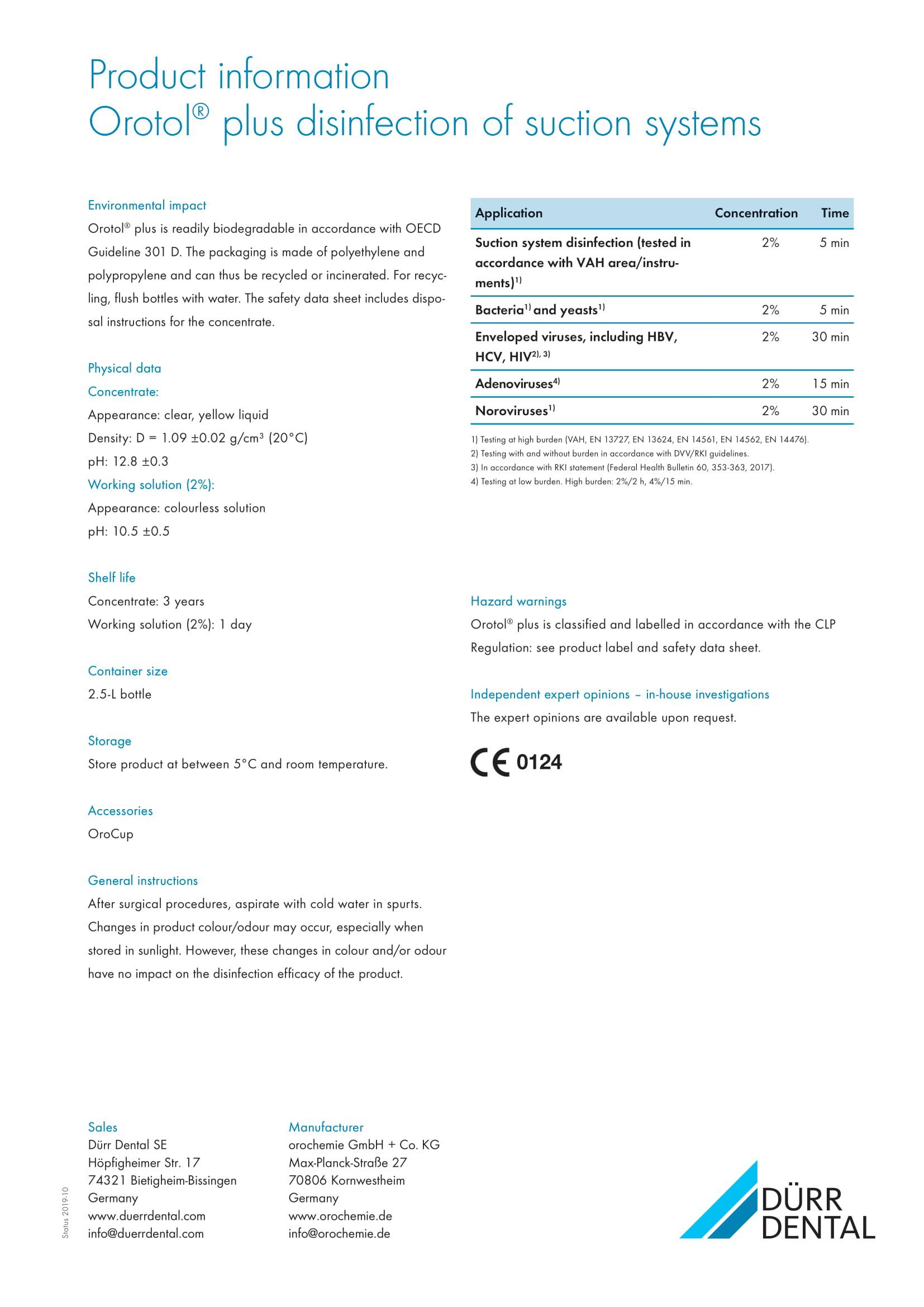 Dürr Dental Orotol Plus Suction Disinfectants 2.5L